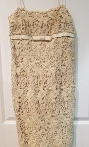 Cream with lace detail knee length dress